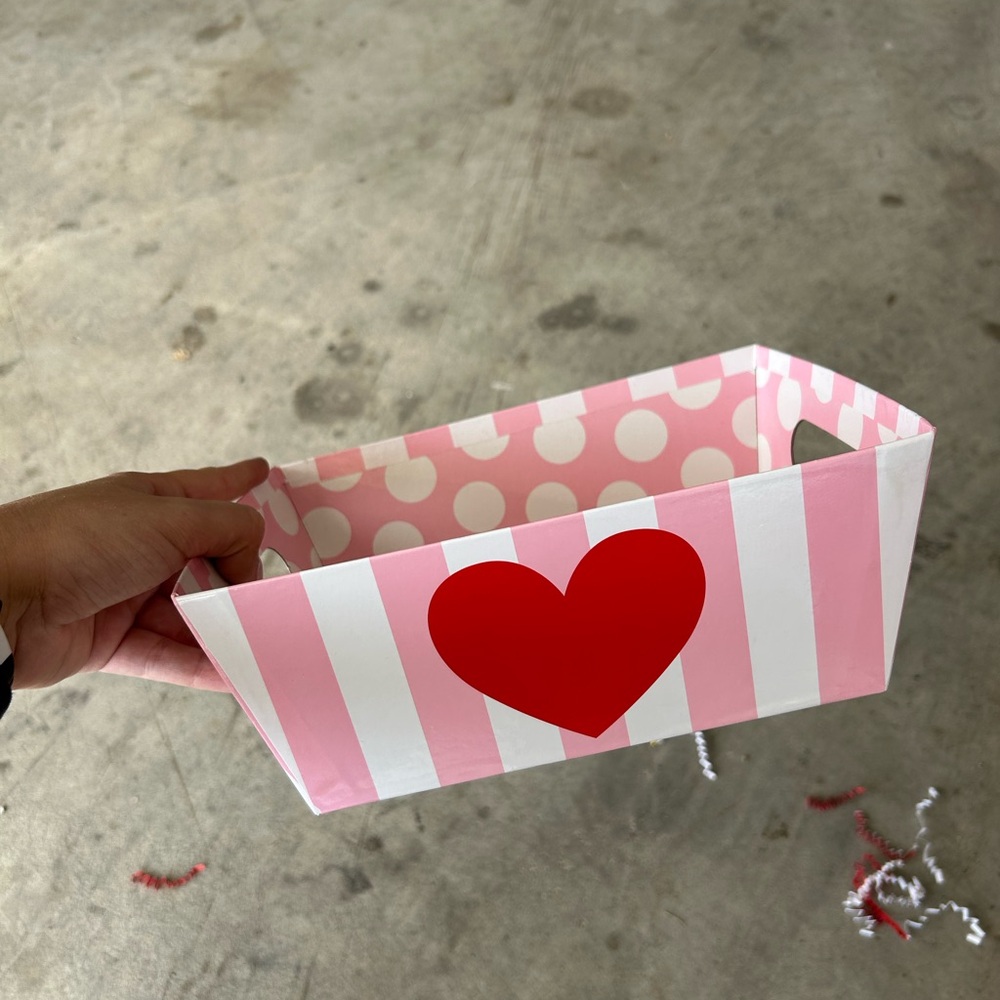 Pink and White Heart Party Basket